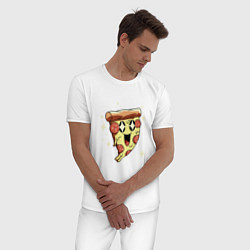 Пижама хлопковая мужская CUTE PIZZA, цвет: белый — фото 2