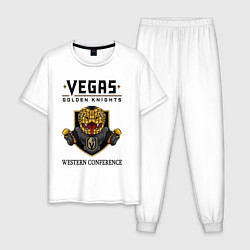 Пижама хлопковая мужская Vegas Golden Knights Вегас Золотые Рыцари, цвет: белый