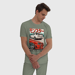 Пижама хлопковая мужская Nissan Skyline Ниссан Скайлайн, цвет: авокадо — фото 2