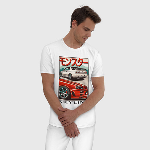 Мужская пижама Nissan Skyline Ниссан Скайлайн / Белый – фото 3