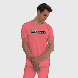 Пижама хлопковая мужская Brazzers, цвет: коралловый — фото 2