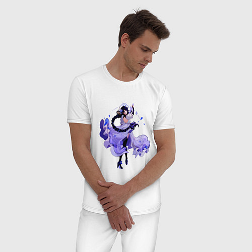 Мужская пижама Шогун Райден в красивом платье Геншин / Белый – фото 3