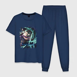 Пижама хлопковая мужская XIAO, СЯО, ГЕНШИН ИМПАКТ, цвет: тёмно-синий