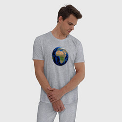 Пижама хлопковая мужская Планета солнечной системы земля, цвет: меланж — фото 2