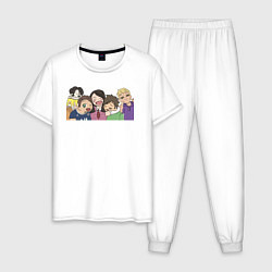 Пижама хлопковая мужская Групповое фото, цвет: белый