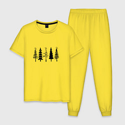 Пижама хлопковая мужская Елочки новогодние 2022, цвет: желтый
