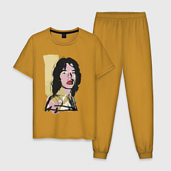 Пижама хлопковая мужская Andy Warhol - Mick Jagger pop art, цвет: горчичный
