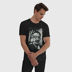 Пижама хлопковая мужская Salvador Dali - crazy face, цвет: черный — фото 2