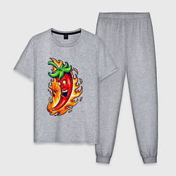 Пижама хлопковая мужская Огненный перец, цвет: меланж