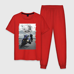 Пижама хлопковая мужская YAMAHA racing, цвет: красный