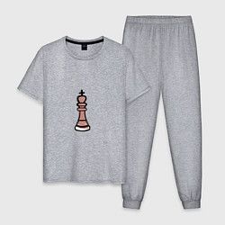 Пижама хлопковая мужская Шахматный король граффити, цвет: меланж
