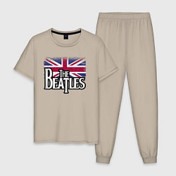 Пижама хлопковая мужская The Beatles Great Britain Битлз, цвет: миндальный