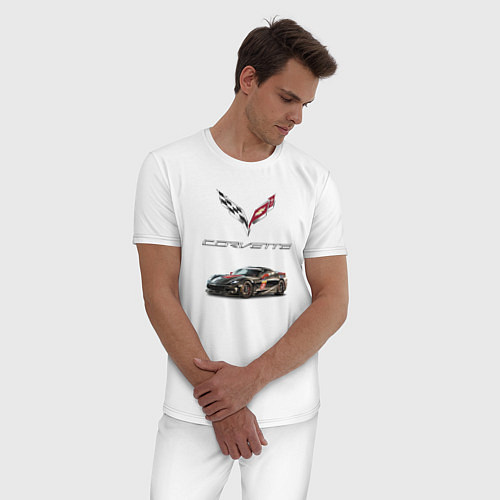 Мужская пижама Chevrolet Corvette - Motorsport racing team / Белый – фото 3