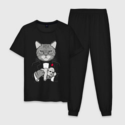Пижама хлопковая мужская Крестный Котец, цвет: черный