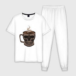 Пижама хлопковая мужская Убийственный кофе, цвет: белый