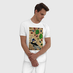 Пижама хлопковая мужская MONOPOLY game, цвет: белый — фото 2