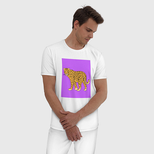 Мужская пижама Леопард на лиловом / Белый – фото 3