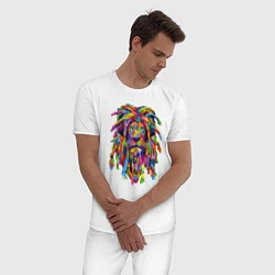Пижама хлопковая мужская Lion dreaD, цвет: белый — фото 2