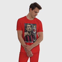 Пижама хлопковая мужская Paolo Cesare Maldini - Milan, captain, цвет: красный — фото 2