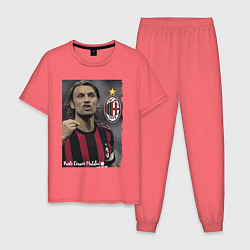 Пижама хлопковая мужская Paolo Cesare Maldini - Milan, captain, цвет: коралловый