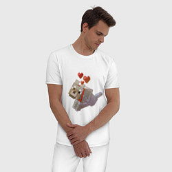 Пижама хлопковая мужская Майнкрафт - милая собачка, цвет: белый — фото 2