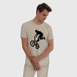 Пижама хлопковая мужская ВЕЛОСПОРТ BMX Racing ВЕЛОСИПЕДИСТ, цвет: миндальный — фото 2