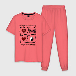 Пижама хлопковая мужская Счастье не в ссоре, цвет: коралловый
