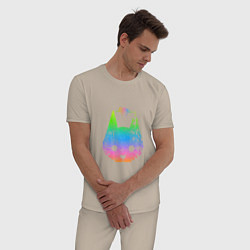 Пижама хлопковая мужская Stray: Gradient, цвет: миндальный — фото 2