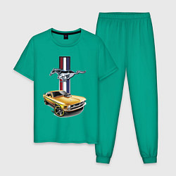 Пижама хлопковая мужская Mustang motorsport, цвет: зеленый