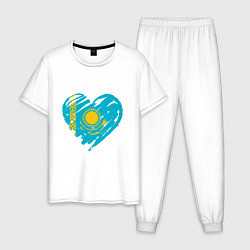 Пижама хлопковая мужская Kazakhstan Heart, цвет: белый