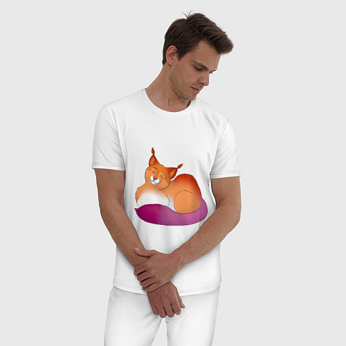 Мужская пижама Гордая кошка / Белый – фото 3