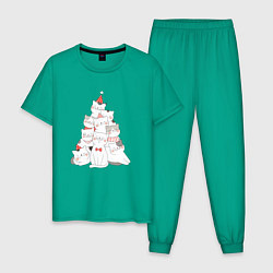 Пижама хлопковая мужская КОТОЁЛКА новый год, цвет: зеленый