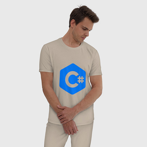 Мужская пижама Язык программирования C Sharp / Миндальный – фото 3