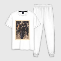 Пижама хлопковая мужская Sova арт, цвет: белый