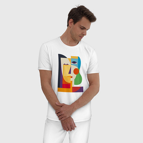 Мужская пижама Абстрактный ассиметричный портрет / Белый – фото 3
