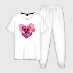 Пижама хлопковая мужская Кисси Мисси в сердце, цвет: белый