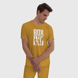 Пижама хлопковая мужская Boxing бой цвета горчичный — фото 2