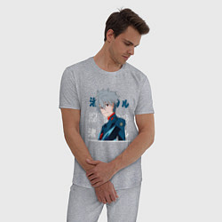 Пижама хлопковая мужская Евангелион Neon Genesis Evangelion, Kaworu Nagisa, цвет: меланж — фото 2
