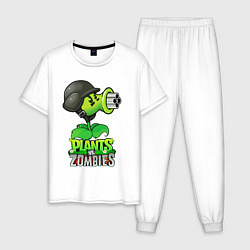 Пижама хлопковая мужская Plants vs Zombies Горохомёт, цвет: белый