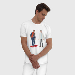 Пижама хлопковая мужская Назад в будущее делориан 2022, цвет: белый — фото 2