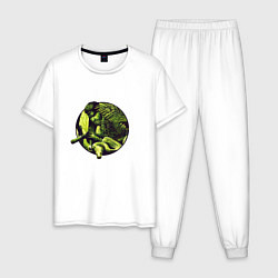 Пижама хлопковая мужская Снейк в джунглях, цвет: белый