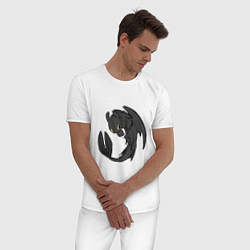 Пижама хлопковая мужская Игривый беззубик, цвет: белый — фото 2