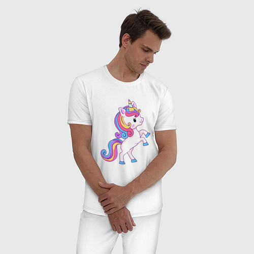 Мужская пижама Милый единорог unicorn / Белый – фото 3