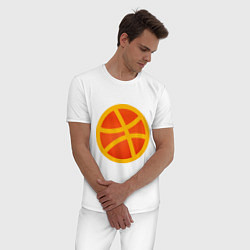 Пижама хлопковая мужская Баскетбольный неоновый мяч, цвет: белый — фото 2