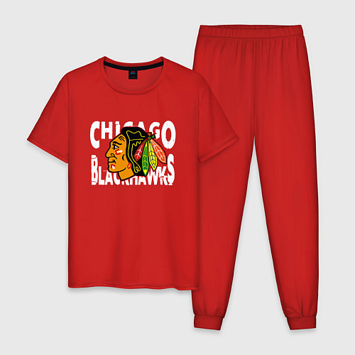 Мужская пижама Чикаго Блэкхокс, Chicago Blackhawks / Красный – фото 1