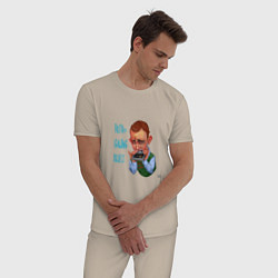 Пижама хлопковая мужская Геймер-блюз, цвет: миндальный — фото 2