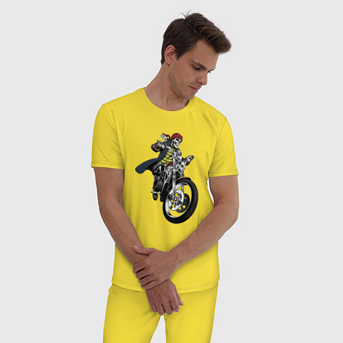 Мужская пижама Крутой байкер / Желтый – фото 3