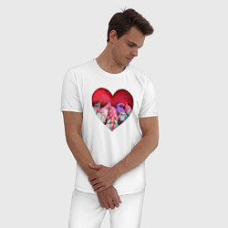 Пижама хлопковая мужская Гномы в сердечке, цвет: белый — фото 2