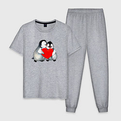 Мужская пижама Милые Влюбленные Пингвины
