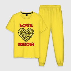 Пижама хлопковая мужская LOVE MEOW, цвет: желтый